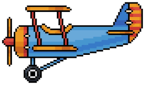 Pixel Art Biplane Plane Icon For Bit