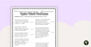 Ratio Word Problems Worksheet Teach