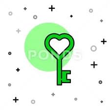 Filled Outline Key In Heart Shape Icon