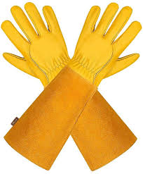 Leather Gauntlet Gardening Gloves For