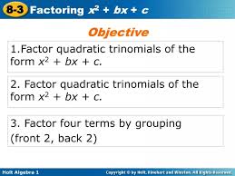 Ppt 1 Factor Quadratic Trinomials Of