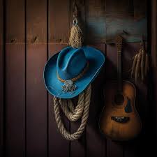 Premium Photo A Blue Cowboy Hat And A