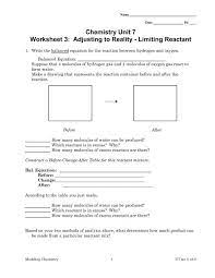 Chemistry Unit 7 Worksheet 3 Adjusting