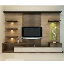 Brown Wall Wooden Tv Unit For Hotel At