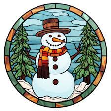 Stained Glass Snowman With