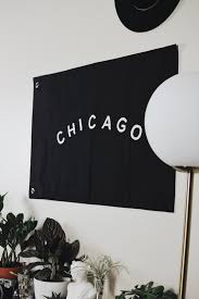 Chicago Block Flag Hand Painted Cotton