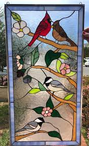 Beautiful Birds Blossoms Leaded