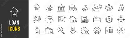 Loan And Credit Web Icons In Line Style