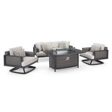 Rst Brands Vistano 4 Piece Aluminum Outdoor Fire Conversation Set In Gray