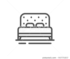 Bed Line Icon Bedroom Furniture Sign