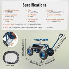 Vevor Garden Cart Rolling Workseat With