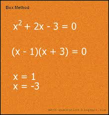 Box Method Of Solving Quadratic Equations