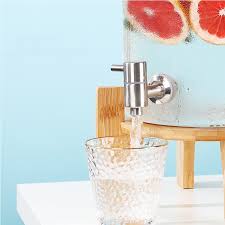 Glass Drink Dispenser With Stainless