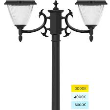 Double Head Solar Post Lamp 3000k