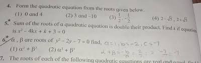 Quadratic Equation From The Roots Given
