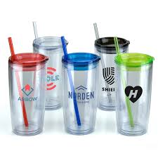 Double Wall Plastic Tumbler With Straw
