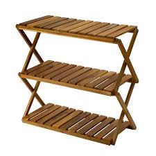 Tiers Acacia Wood Plants Stand Foldable