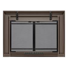 Uniflame Kendall Cabinet Style Fireplace Doors With Smoke Tempered Glass Medium Oil Rubbed Bronze