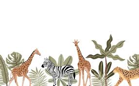 Safari Background With Giraffes Zebra