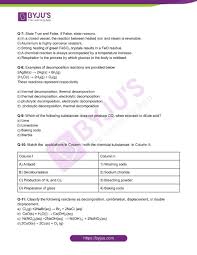Class 10 Chemistry Worksheet On Chapter
