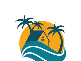 Minimalist Icon Sunset Beach House Logo