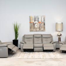 Electric Recliner Sofas In Grey Leather