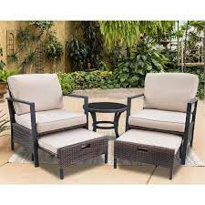 Afoxsos 5 Piece Wicker Outdoor Patio