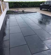 Lime Black Limestone Paving Slabs