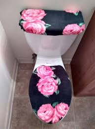 Bohemian Roses Fleece Toilet Lid Tank