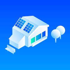 Smart House Solar Panel Icon Isometric