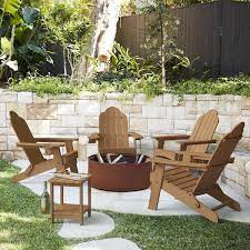 Brown Folding Adirondack Chair Weather Resistant Plastic Fire Pit Chairs Set Of 4