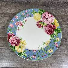 Blue Pink Fl Dinner Plates Set