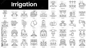 Set Of Outline Irrigation Icons