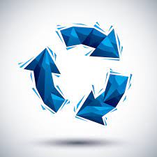 Blue Recycle Geometric Icon Made In 3d