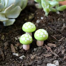 Spring Green Miniature Mushrooms Set Of