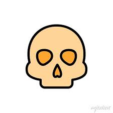 Skull Head Icon Simple Color With