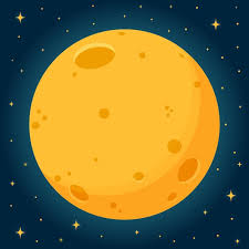 Full Moon And Stars In Cartoon Style