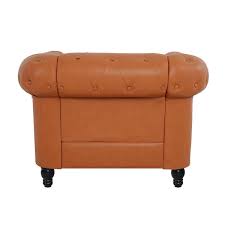 Accent Chair Color Caramel Fabric Material Air Leather