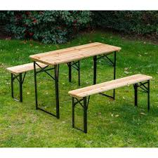 Outsunny Wooden Outdoor Folding Picnic Table Set Black