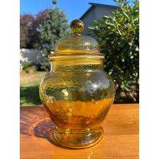 Vintage Apothecary Amber Pebbled Glass
