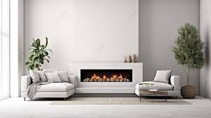 3d Render Of Modern Fireplace In