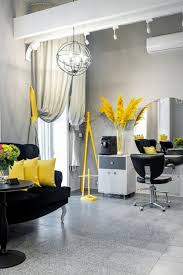 Black Sofa With Yellow Cushions