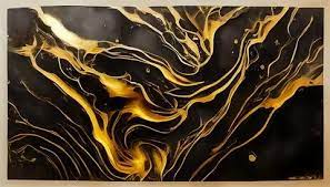 Luxury Abstract Gold Black White Fluid
