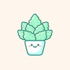 Cute Kawaii Cabbage In A Pot Vegetable