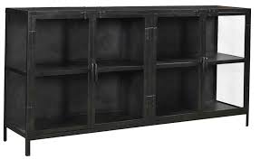 72 Black Iron Sideboard With Glass