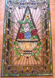 Large Art Nouveau Stained Glass Panel