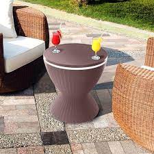 Serenelife Drink Cooler Gray Round Wood