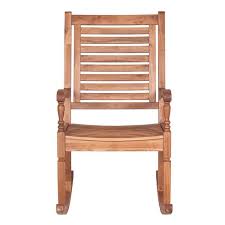 Walker Edison Brown Solid Acacia Wood Rocking Patio Chair