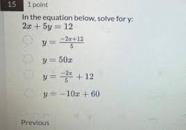 Equation Below Solve For Y 2x 5y