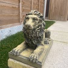 Lion White Garden Statues Lawn